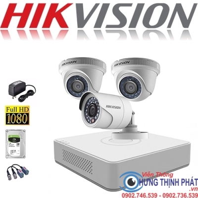 TRỌN BỘ 3 CAMERA QUAN SÁT HIKVISON 2.0 MPX